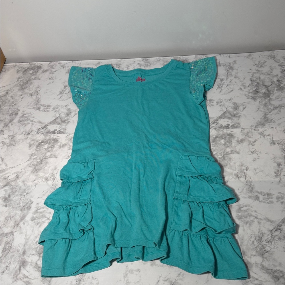 Circo Teal Ruffle Short Sleeve Top Size XL 14/16